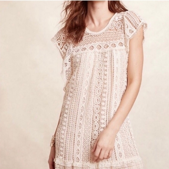 Anthropologie Maeve cream crochet lace babydoll dress - Picture 2 of 12